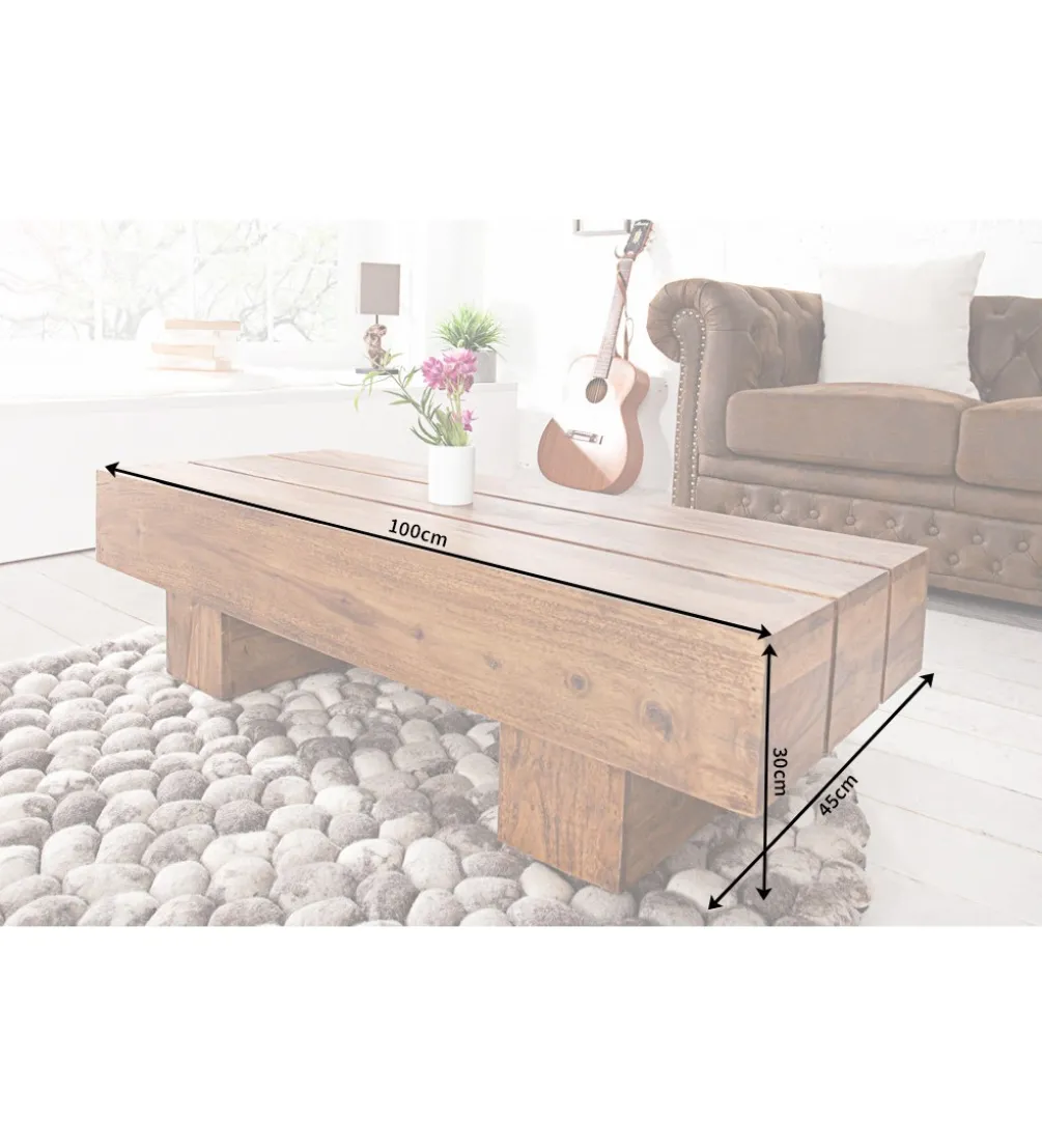 Stolik kawowy Bolt 100 cm drewno Sheesham
