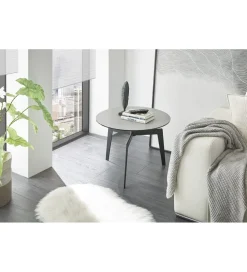 Stolik kawowy BUENA VISTA 60 cm okrągły ze szkła i ceramiki w kolorze antracytowym