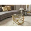 Stolik kawowy COBRA 66 cm szklany blat złote nogi