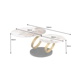 Stolik kawowy DANCING RINGS 135 cm ceramika w optyce marmuru