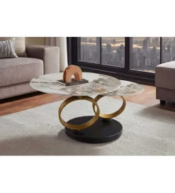 Stolik kawowy DANCING RINGS 135 cm ceramika w optyce marmuru