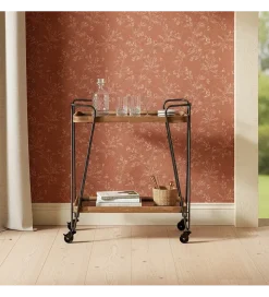 Stolik kawowy DEST 62 cm drewno kauczuk na kółkach