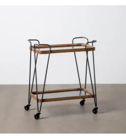 Stolik kawowy DEST 62 cm drewno kauczuk na kółkach