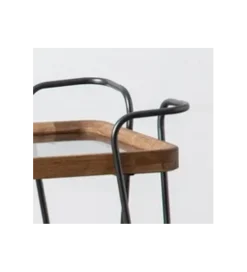 Stolik kawowy DEST 50 cm drewno kauczuk na kółkach