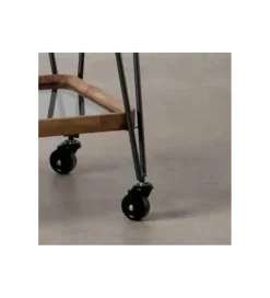 Stolik kawowy DEST 50 cm drewno kauczuk na kółkach