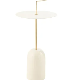 Stolik kawowy DISK 30 cm biało złoty