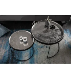 Stolik Kawowy Elements Oriental Zestaw 2 W Kolorze srebrnym