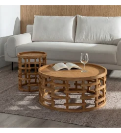 Stolik kawowy EMANEL 80 cm drewno jodła