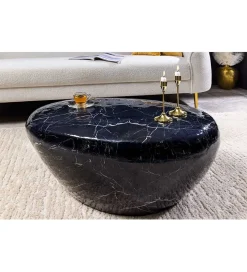 Stolik kawowy EROCK 75 cm w optyce czarnego marmuru