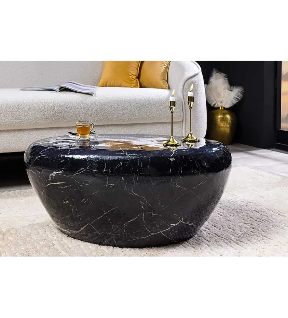 Stolik kawowy EROCK 75 cm w optyce czarnego marmuru