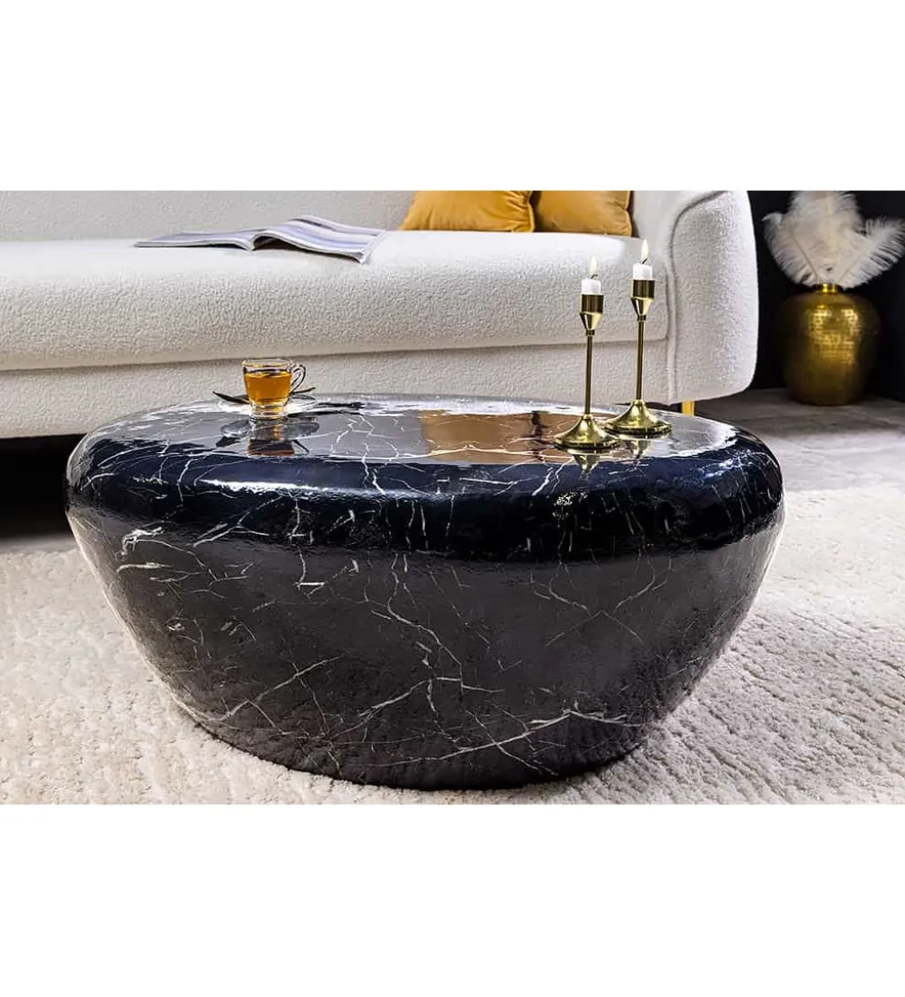 Stolik kawowy EROCK 75 cm w optyce czarnego marmuru