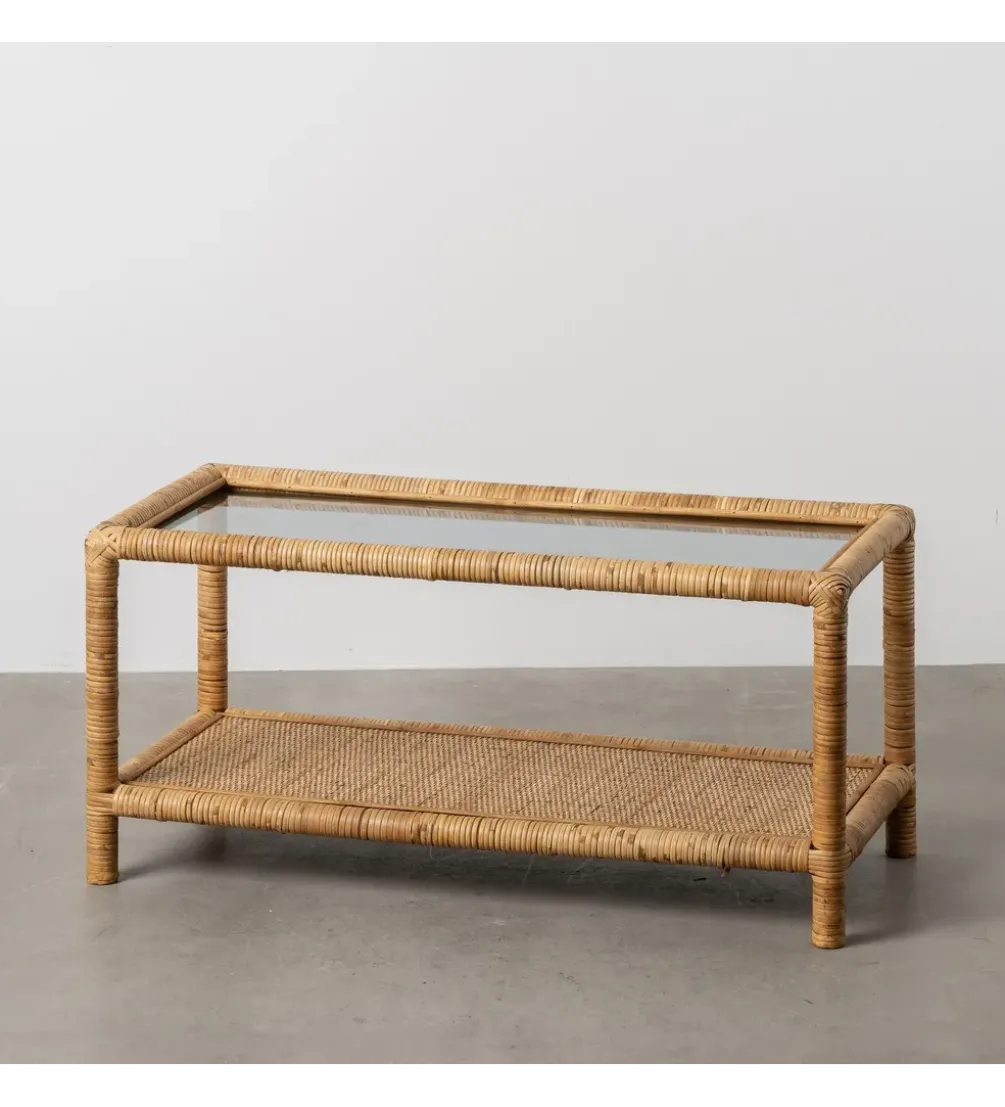 Stolik kawowy ESTAZ 90 cm naturalny ratan