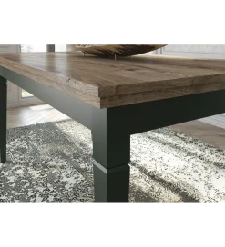 Stolik kawowy EVORA 110 cm zielony z dodatkiem koloru dąb Lefkas