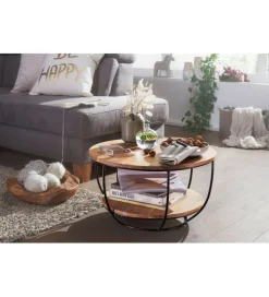 Stolik kawowy EZEF 60 cm drewno akacja