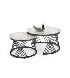 Stolik Kawowy FLAMINGO set 2 w kolorze szarego marmuru