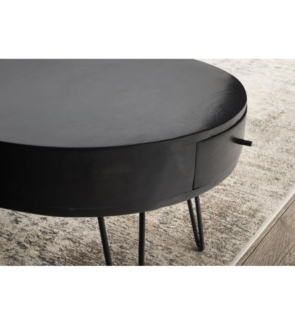 Stolik kawowy GARMAZJA 60 cm drewno mango czarne