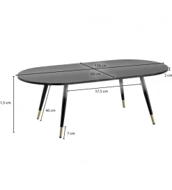 Stolik kawowy GINEVRA 120 cm w optyce czarnego marmuru
