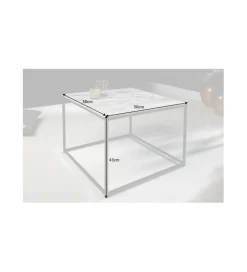 Stolik Kawowy GORAN 50 Cm Marmur biały