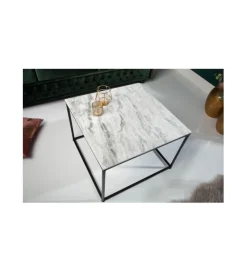 Stolik Kawowy GORAN 50 Cm Marmur biały