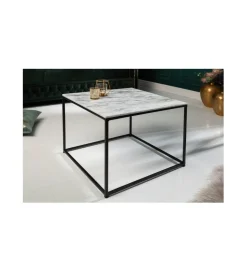 Stolik Kawowy GORAN 50 Cm Marmur biały