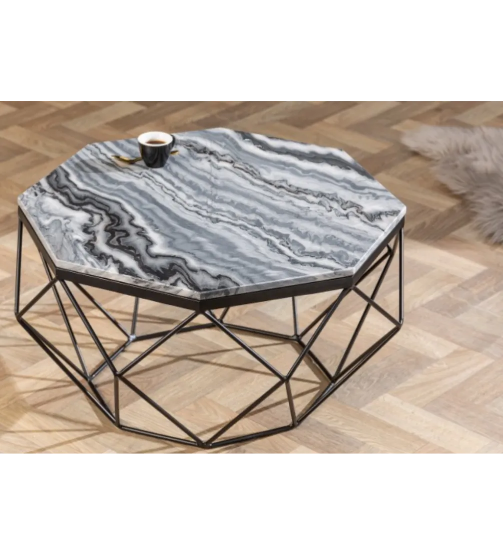 Stolik Kawowy GORAN II 69 Cm Marmur Szary