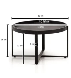 Stolik kawowy HARMI 60 cm drewno mango czarny