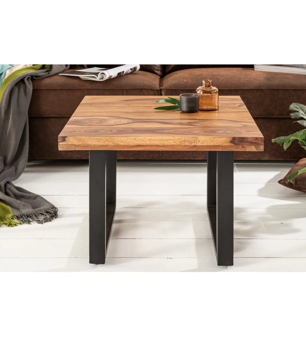 Stolik kawowy Iron Craft 60 cm drewno Sheesham