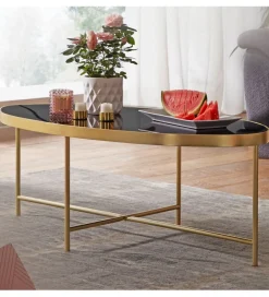Stolik kawowy IVARS 110 cm czarno złoty