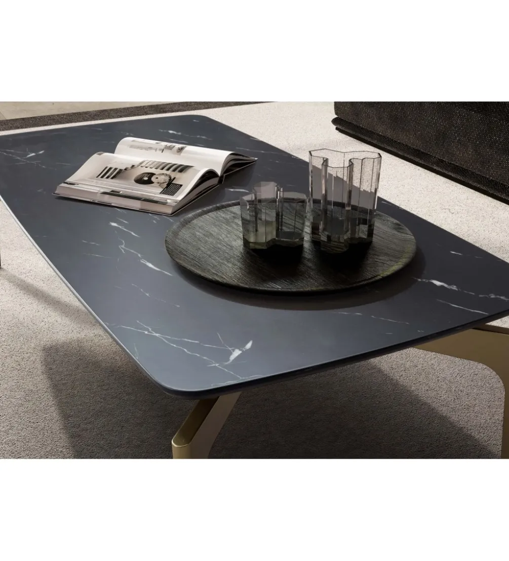 Stolik kawowy IWET 120 cm w optyce czarnego marmuru