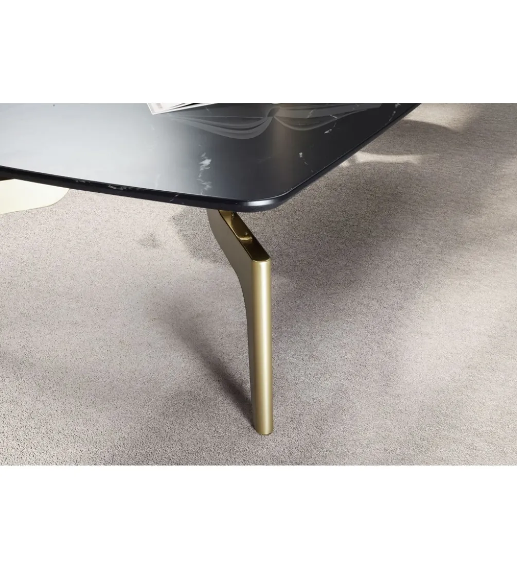 Stolik kawowy IWET 120 cm w optyce czarnego marmuru