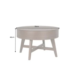 Stolik kawowy KYOTO 70 cm z schowkiem drewno mango