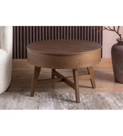 Stolik kawowy KYOTO 70 cm z schowkiem drewno mango