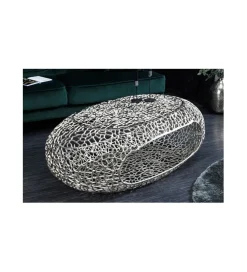 Stolik kawowy LEAF 119 cm srebrny