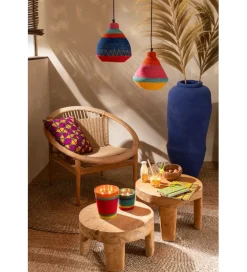 Stolik kawowy LEONI set 2 drewno teak