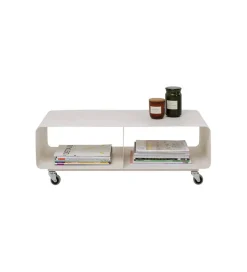 Stolik kawowy LOUNGE 90 x 30 cm beżowa na kołach