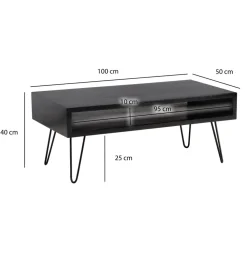 Stolik kawowy MANTIS 100 cm drewno mango czarny