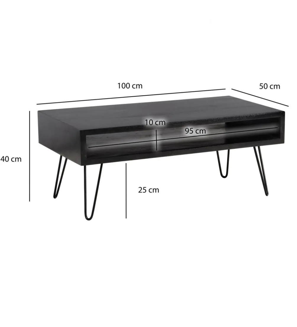 Stolik kawowy MANTIS 100 cm drewno mango czarny