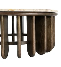 Stolik kawowy MARMOLON 90 cm drewno mango marmur