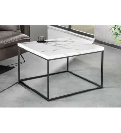 Stolik kawowy MENSA 60 cm w optyce marmuru biały