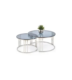 Stolik kawowy MERCURY set 2 srebrny