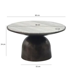 Stolik kawowy MESMERIT 60 cm blat marmur