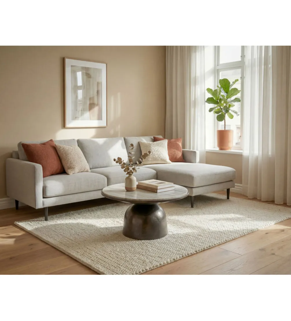 Stolik kawowy MESMERIT 60 cm blat marmur