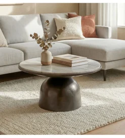 Stolik kawowy MESMERIT 60 cm blat marmur