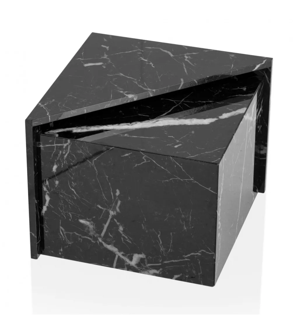 Stolik kawowy MONOBLOC set 2 w optyce czarnego marmuru