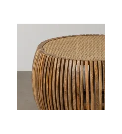 Stolik kawowy MURPI 75 cm drewno mango rattan