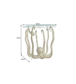 Stolik kawowy OCTOPUS 50 cm z lampą złoty