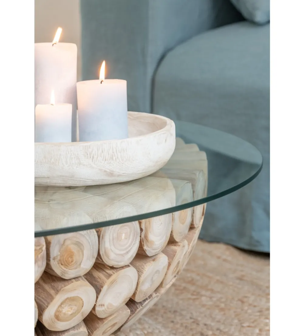 Stolik kawowy OPEN 110 cm drewno teak