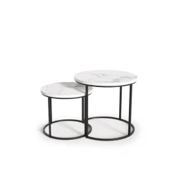 Stolik Kawowy OREO set 2 w kolorze białego marmuru