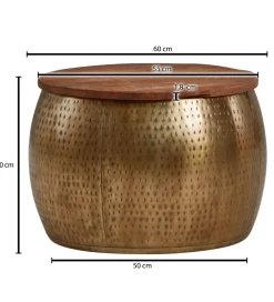 Stolik kawowy ORIENT 60 cm złoty drewno mango