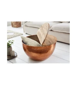 Stolik kawowy Orient Storage 60 cm miedziany z blatem Mango